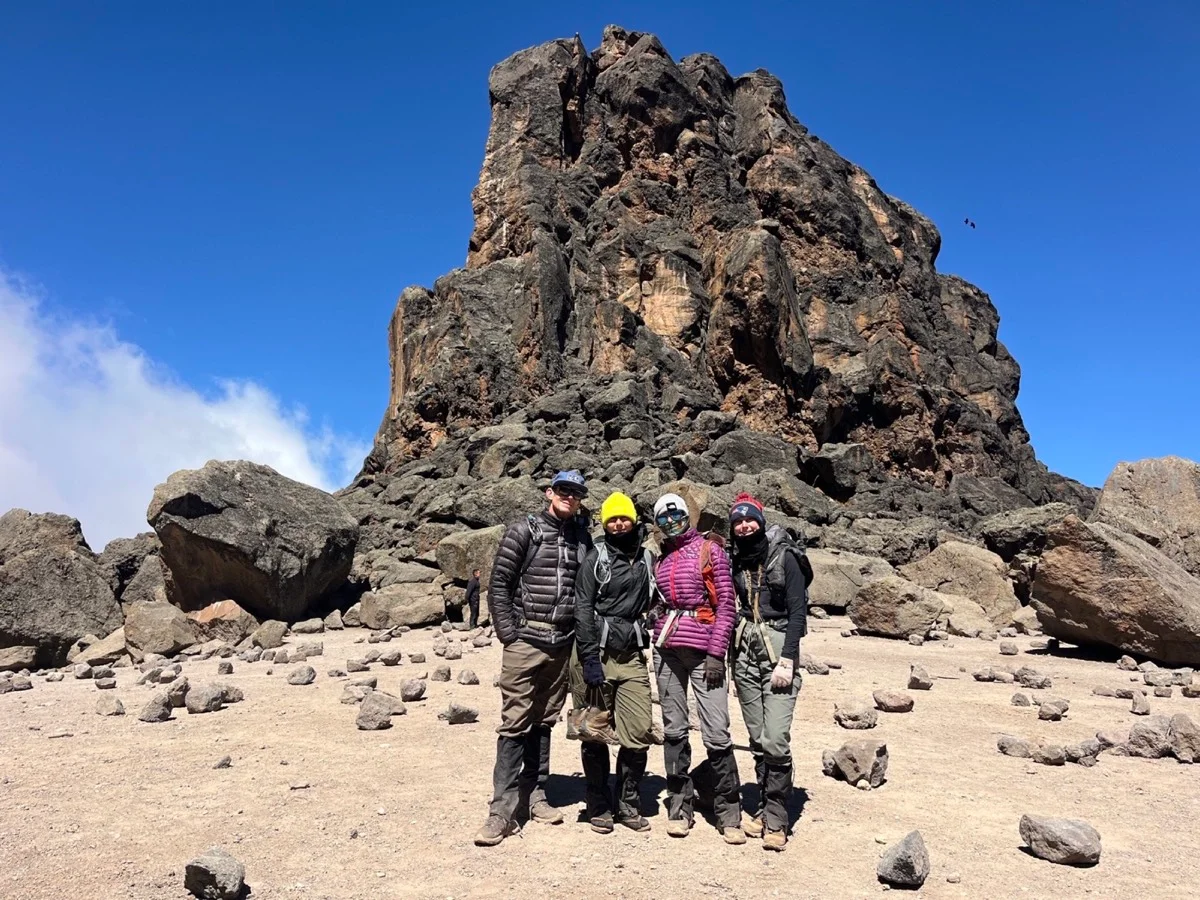 Climbers together high on Kilimanjaro