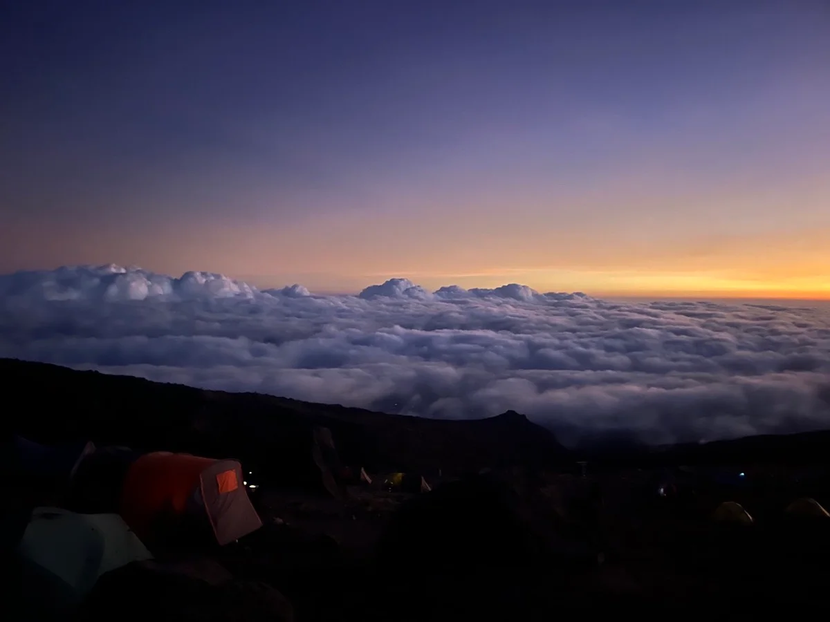 Sunrise above the clouds on Kilimanjaro