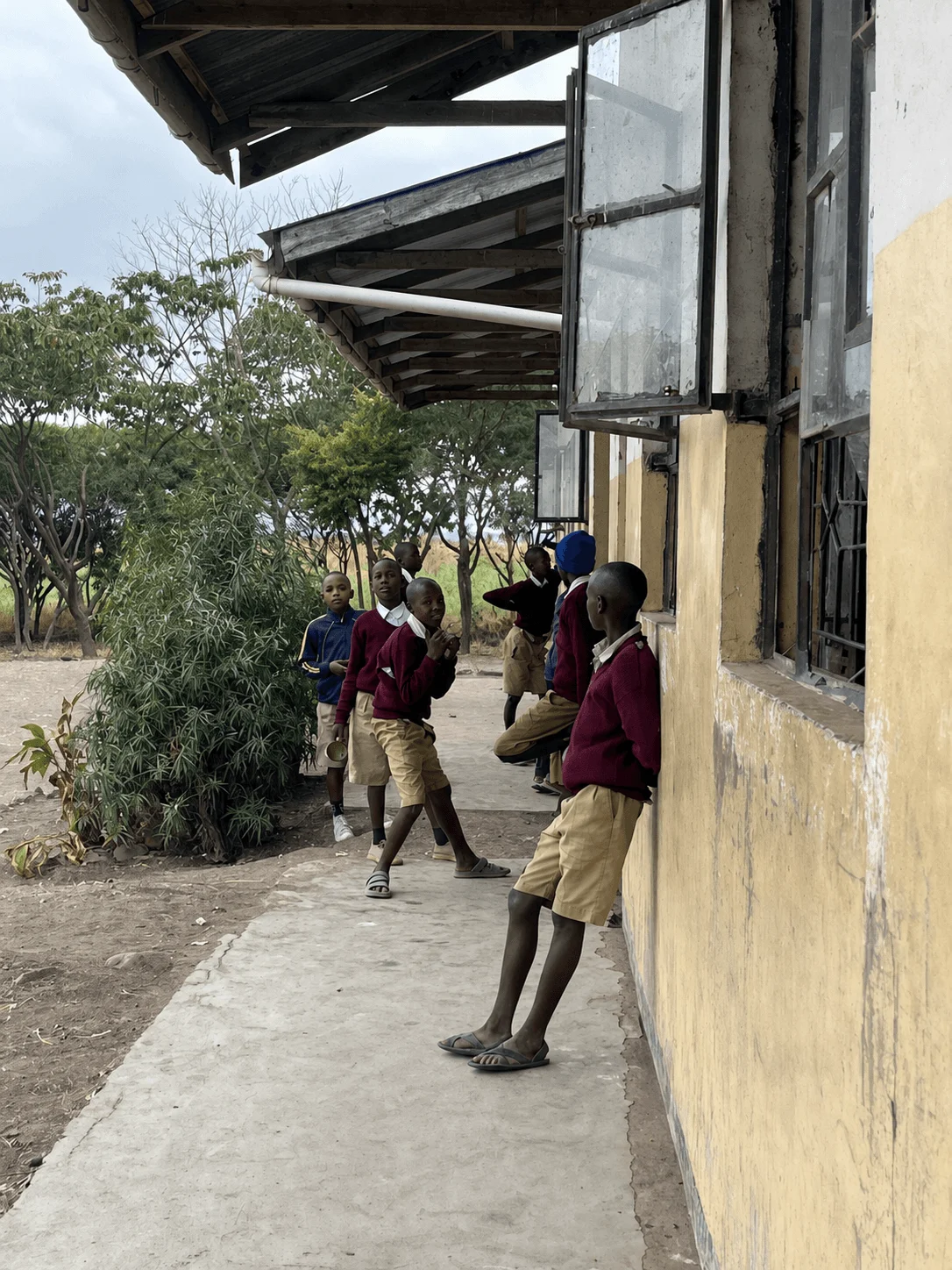 Children playing outside a Tanzanian school